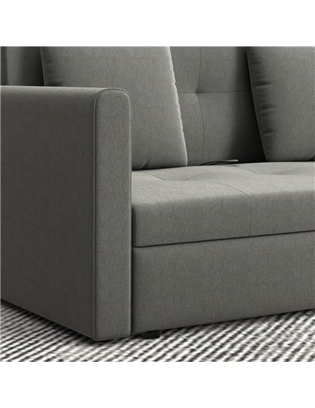 HOMCOM 2 Seater Sofa Bed, Convertible Bed Settee with Cushions, Hidden Storage, Light Grey - pic 30074 | FastDaddyshop