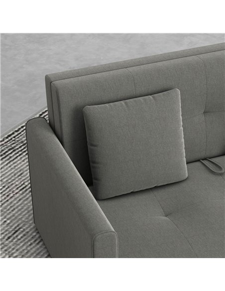 HOMCOM 2 Seater Sofa Bed, Convertible Bed Settee with Cushions, Hidden Storage, Light Grey - pic 30075 | FastDaddyshop