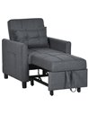 HOMCOM Folding Sofa Bed, 3 in 1 Convertible Chair Bed with Adjustable Backrest, Pillow, Side Pocket, Grey