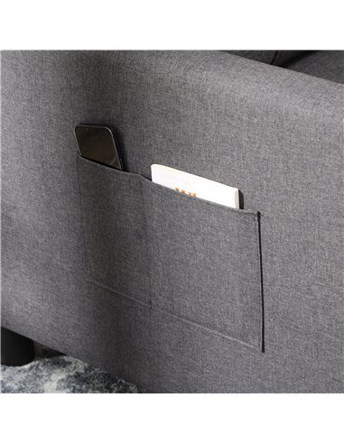 HOMCOM Folding Sofa Bed, 3 in 1 Convertible Chair Bed with Adjustable Backrest, Pillow, Side Pocket, Grey