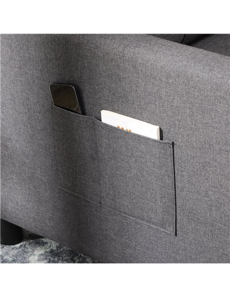 HOMCOM Folding Sofa Bed, 3 in 1 Convertible Chair Bed with Adjustable Backrest, Pillow, Side Pocket, Grey - pic 30092 | FastDaddyshop