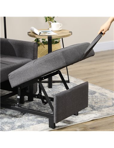 HOMCOM Folding Sofa Bed, 3 in 1 Convertible Chair Bed with Adjustable Backrest, Pillow, Side Pocket, Grey
