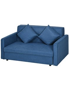 HOMCOM 2 Seater Sofa Bed, Convertible Bed Settee with Cushions, Hidden Storage, Dark Blue