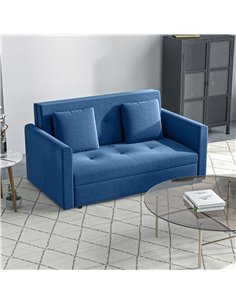 HOMCOM 2 Seater Sofa Bed, Convertible Bed Settee with Cushions, Hidden Storage, Dark Blue 2