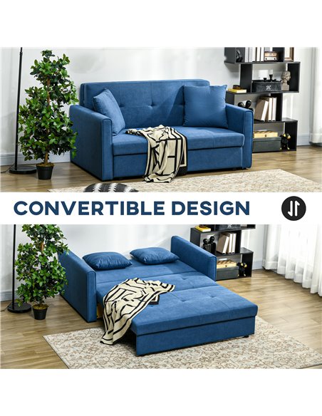 HOMCOM 2 Seater Sofa Bed, Convertible Bed Settee, Dark Blue 839-845V70DB - pic 30106 | FastDaddyshop