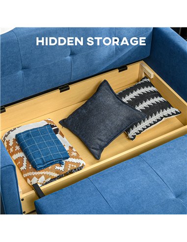 HOMCOM 2 Seater Sofa Bed, Convertible Bed Settee, Dark Blue 839-845V70DB