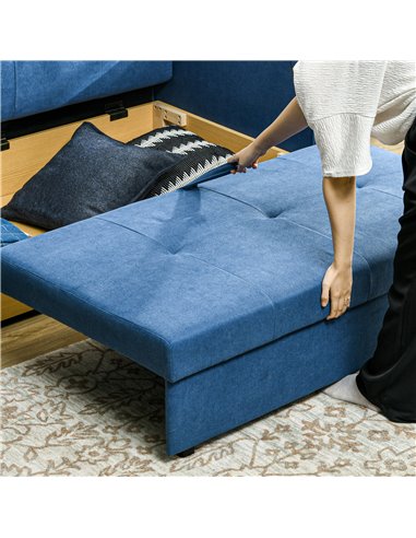 HOMCOM 2 Seater Sofa Bed, Convertible Bed Settee with Cushions, Hidden Storage, Dark Blue