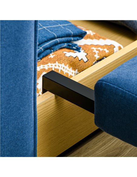 HOMCOM 2 Seater Sofa Bed, Convertible Bed Settee with Cushions, Hidden Storage, Dark Blue - pic 30111 | FastDaddyshop