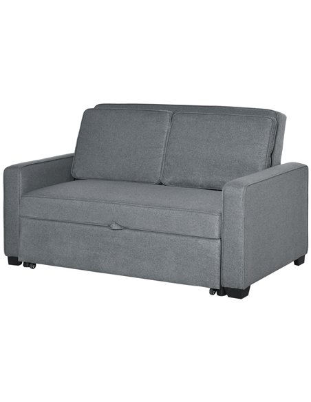 HOMCOM Double Sofa Bed Click Clack Sofa Bed Pull Out Bed with Adjustable Backrest for Living Room and Bedroom Grey - pic 30112 | FastDaddyshop