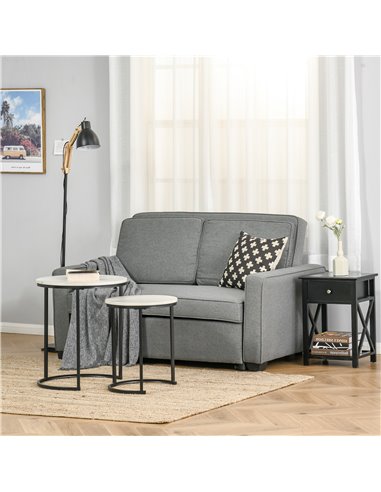 HOMCOM Double Sofa Bed Click Clack Sofa Bed Pull Out Bed with Adjustable Backrest for Living Room and Bedroom Grey