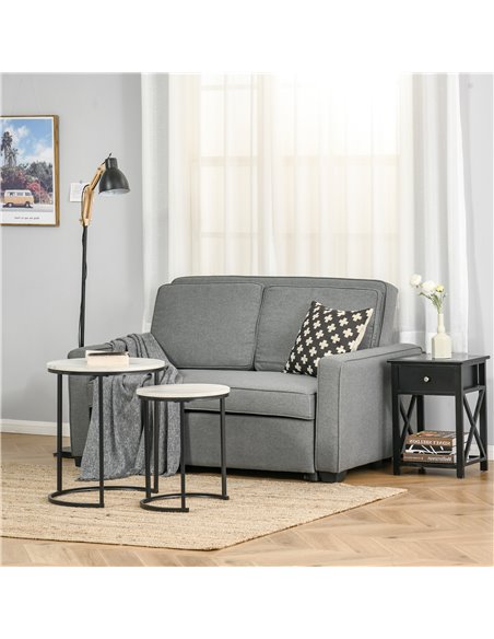 HOMCOM Double Sofa Bed Click Clack Sofa Bed Pull Out Bed with Adjustable Backrest for Living Room and Bedroom Grey - pic 30113 | FastDaddyshop