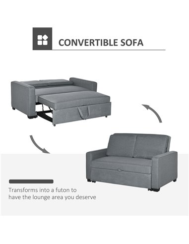 HOMCOM Double Click Clack Sofa Bed with Adjustable Backrest, Grey 839-157V71GY