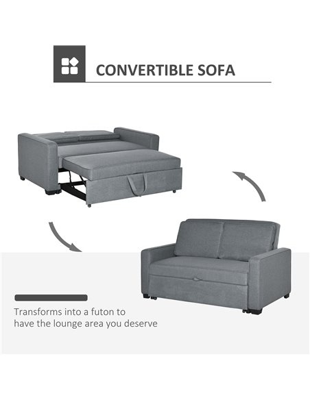 HOMCOM Double Click Clack Sofa Bed with Adjustable Backrest, Grey 839-157V71GY - pic 30115 | FastDaddyshop