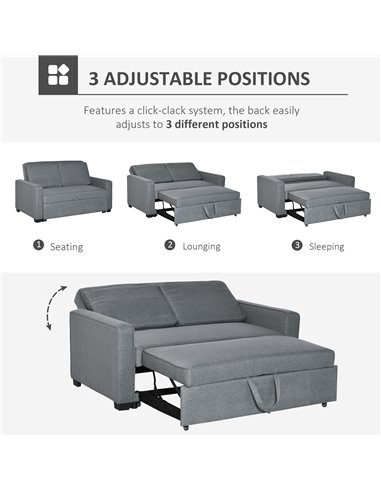 HOMCOM Double Click Clack Sofa Bed with Adjustable Backrest, Grey 839-157V71GY