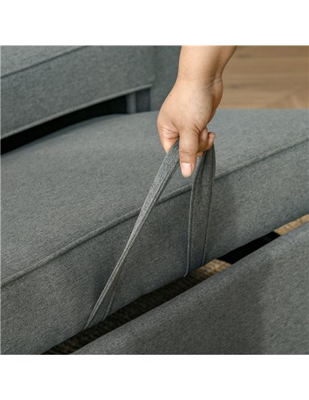 HOMCOM Double Sofa Bed Click Clack Sofa Bed Pull Out Bed with Adjustable Backrest for Living Room and Bedroom Grey - pic 30118 | FastDaddyshop