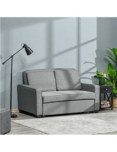 HOMCOM Double Sofa Bed Click Clack Sofa Bed Pull Out Bed with Adjustable Backrest for Living Room and Bedroom Grey