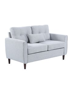 HOMCOM 2 Seat Sofa Double Sofa Loveseat Fabric Wooden Legs Tufted Design for Living Room, Dining Room, Office, Light Grey
