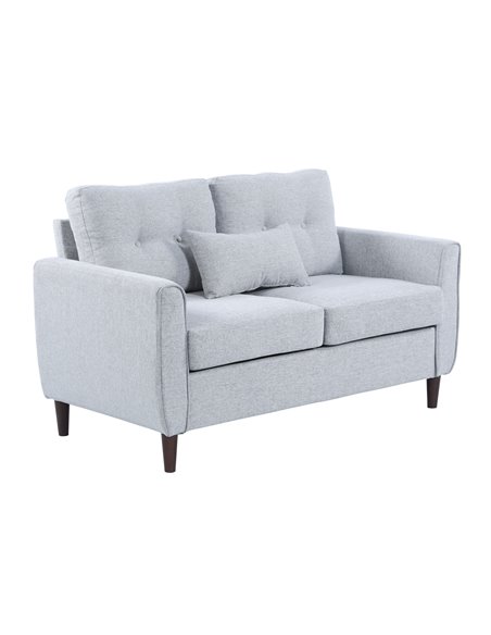 HOMCOM 2 Seat Sofa Double Sofa Loveseat Fabric Wooden Legs Tufted Design for Living Room, Dining Room, Office, Light Grey - pic 30130 | FastDaddyshop