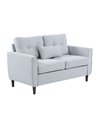 HOMCOM 2 Seat Sofa Double Sofa Loveseat Fabric Wooden Legs Tufted Design for Living Room, Dining Room, Office, Light Grey