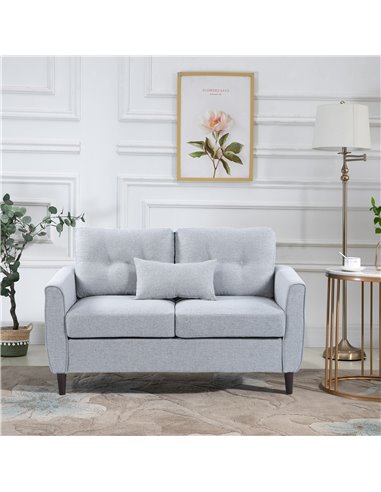 HOMCOM 2 Seat Sofa Loveseat with Tufted Design, Light Grey 833-956V70GY