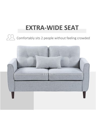 HOMCOM 2 Seat Sofa Loveseat with Tufted Design, Light Grey 833-956V70GY