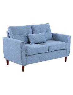 HOMCOM 2 Seat Sofa Double Sofa Loveseat Fabric Wooden Legs Tufted Design for Living Room, Dining Room, Office, Light Blue
