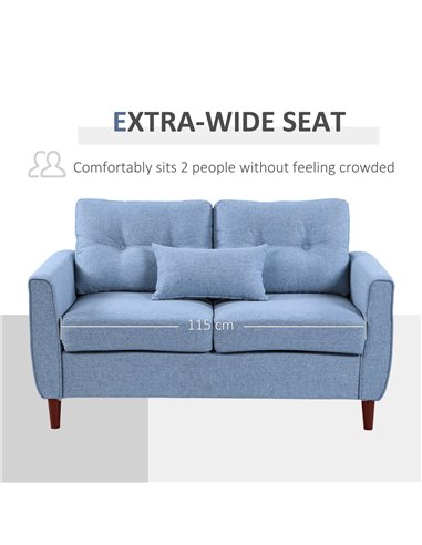 HOMCOM 2 Seat Sofa Loveseat with Tufted Design, Light Blue 833-956V70BU