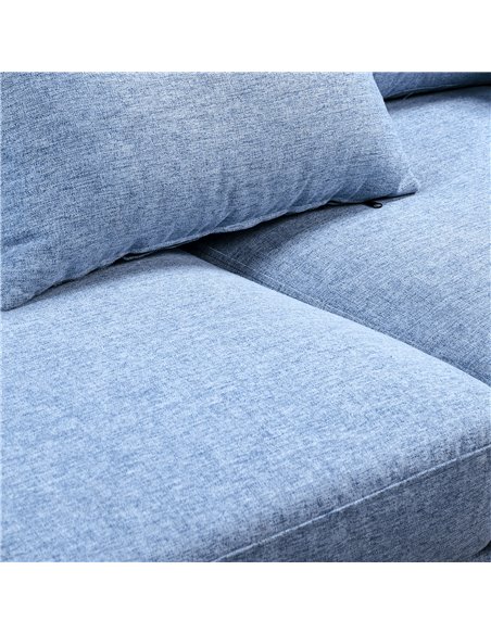 HOMCOM 2 Seat Sofa Double Sofa Loveseat Fabric Wooden Legs Tufted Design for Living Room, Dining Room, Office, Light Blue - pic 30146 | FastDaddyshop