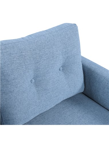 HOMCOM 2 Seat Sofa Double Sofa Loveseat Fabric Wooden Legs Tufted Design for Living Room, Dining Room, Office, Light Blue