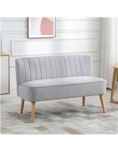 HOMCOM Modern Velvet Double Seat Sofa with Wood Frame, Foam Padding, High Back, Grey 2