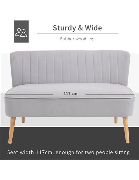 HOMCOM Modern Velvet Double Seat Sofa, Grey 833-524V74GY - pic 30161 | FastDaddyshop