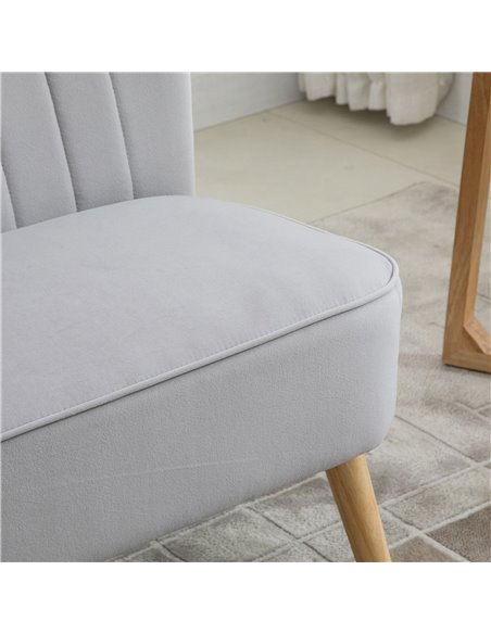 HOMCOM Modern Velvet Double Seat Sofa with Wood Frame, Foam Padding, High Back, Grey - pic 30164 | FastDaddyshop