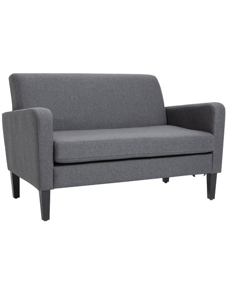 HOMCOM Linen Modern-Curved 2-Seat Sofa Loveseat with Thick Cushion, Wood Legs, Foot Pads, Grey - pic 30166 | FastDaddyshop