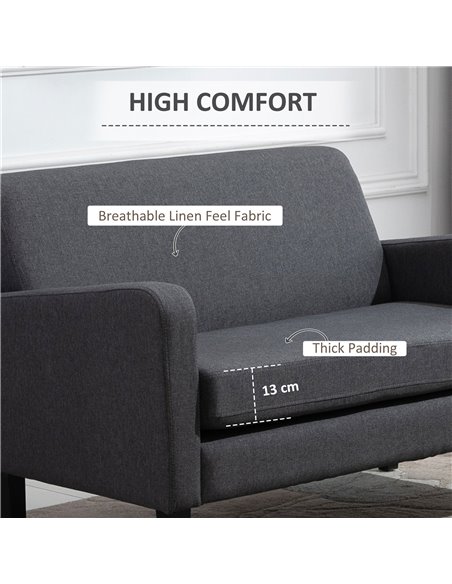 HOMCOM Linen Modern-Curved 2-Seat Sofa Loveseat, Grey 839-003V71CG - pic 30169 | FastDaddyshop