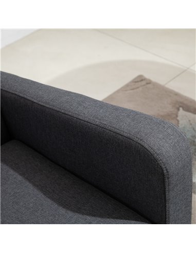 HOMCOM Linen Modern-Curved 2-Seat Sofa Loveseat w/ Thick Cushion Wood Legs Foot Pads Single Compact Home Furniture Grey
