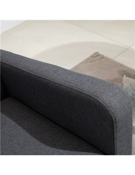 HOMCOM Linen Modern-Curved 2-Seat Sofa Loveseat w/ Thick Cushion Wood Legs Foot Pads Single Compact Home Furniture Grey - pic 30173 | FastDaddyshop