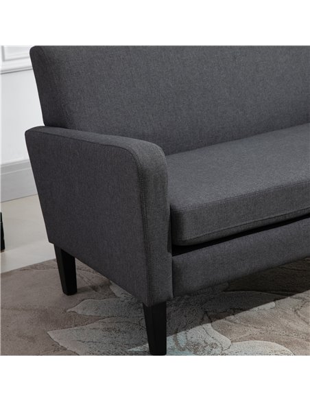 HOMCOM Linen Modern-Curved 2-Seat Sofa Loveseat w/ Thick Cushion Wood Legs Foot Pads Single Compact Home Furniture Grey - pic 30174 | FastDaddyshop
