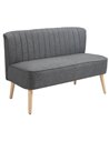 HOMCOM Modern Double Seat Sofa Loveseat Couch 2 Seater Compact Sofa Padded Linen Wood Leg Dark Grey