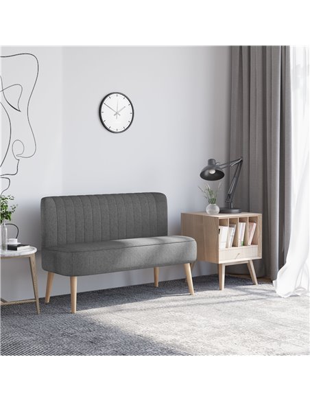 HOMCOM Modern Double Seat Sofa Loveseat Couch 2 Seater Compact Sofa Padded Linen Wood Leg Dark Grey - pic 30176 | FastDaddyshop