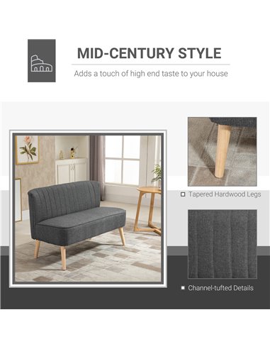 HOMCOM 2 Seater Compact Seat Sofa, Loveseat Couch, Dark Grey 833-524V75CG
