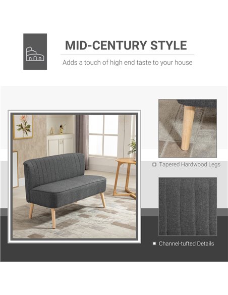 HOMCOM 2 Seater Compact Seat Sofa, Loveseat Couch, Dark Grey 833-524V75CG - pic 30178 | FastDaddyshop