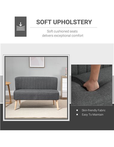 HOMCOM 2 Seater Compact Seat Sofa, Loveseat Couch, Dark Grey 833-524V75CG