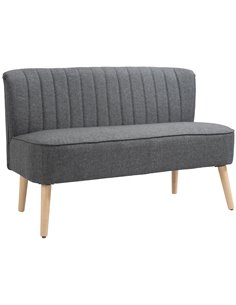 HOMCOM 2 Seater Compact Seat Sofa, Loveseat Couch with Wood Leg, Grey