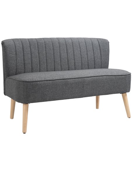 HOMCOM 2 Seater Compact Seat Sofa, Loveseat Couch with Wood Leg, Grey - pic 30184 | FastDaddyshop
