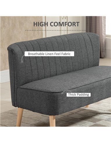HOMCOM 2 Seater Compact Seat Sofa, Loveseat Couch, Grey 833-524V75GY