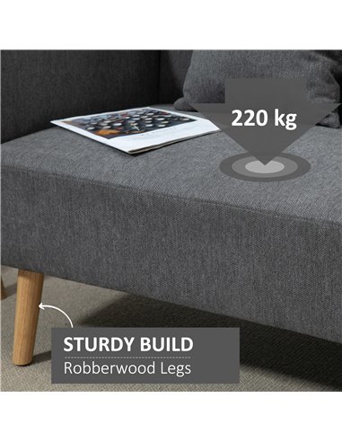 HOMCOM 2-Seat Loveseat Sofa with Rubberwood Legs, Grey 839-209V71GY