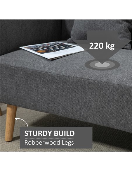 HOMCOM 2-Seat Loveseat Sofa with Rubberwood Legs, Grey 839-209V71GY - pic 30197 | FastDaddyshop