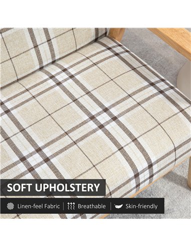 HOMCOM Compact Loveseat Couch, Double Seat Sofa, Beige and Coffee 839-482V70BG