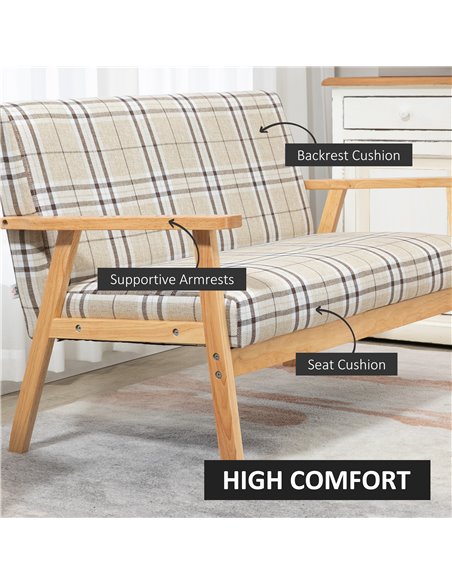 HOMCOM Compact Loveseat Couch, Double Seat Sofa, Beige and Coffee 839-482V70BG - pic 30206 | FastDaddyshop