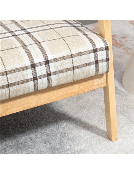 HOMCOM Compact Loveseat Couch Double Seat Sofa with Lattice Pattern and Rubber Wood Frame Beige and Coffee - pic 30209 | FastDaddyshop